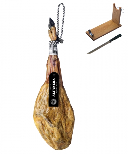 Ibérico ham 100% pure acorn-fed Altadehesa + ham stand + knife image #1