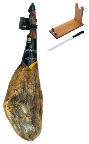 Iberico ham acorn-fed superior quality Don Agustín + ham holder + knife image #1