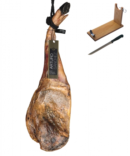 Ibérico ham (shoulder) 100% Pure acorn-fed grand reserve Arturo Sánchez + ham stand + knife image #1