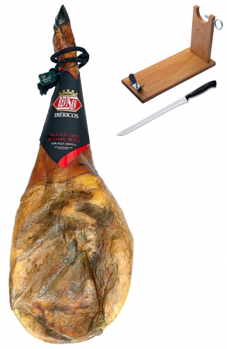 Iberico ham (shoulder) grass-fed Revisan Ibéricos + ham holder + knife image #1