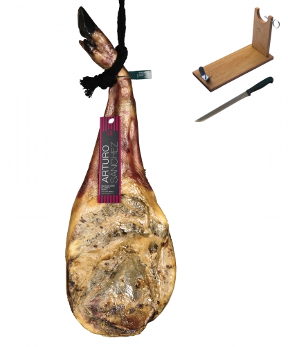Iberico ham (shoulder) grain-fed Arturo Sánchez + ham holder + knife image #1